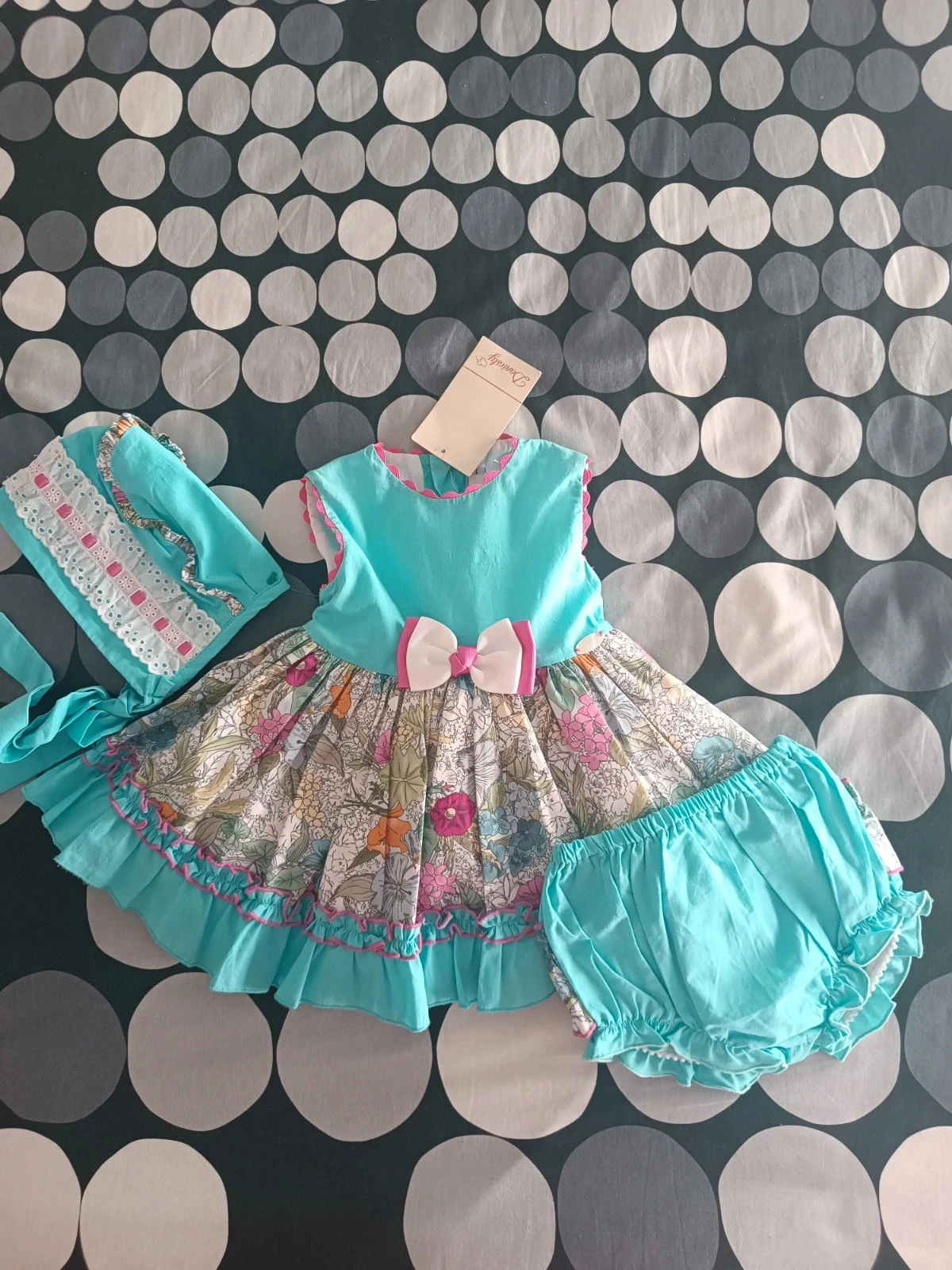 Conjunto Daniesty 12 meses - Azul Turquesa & Floral Encantado 💕